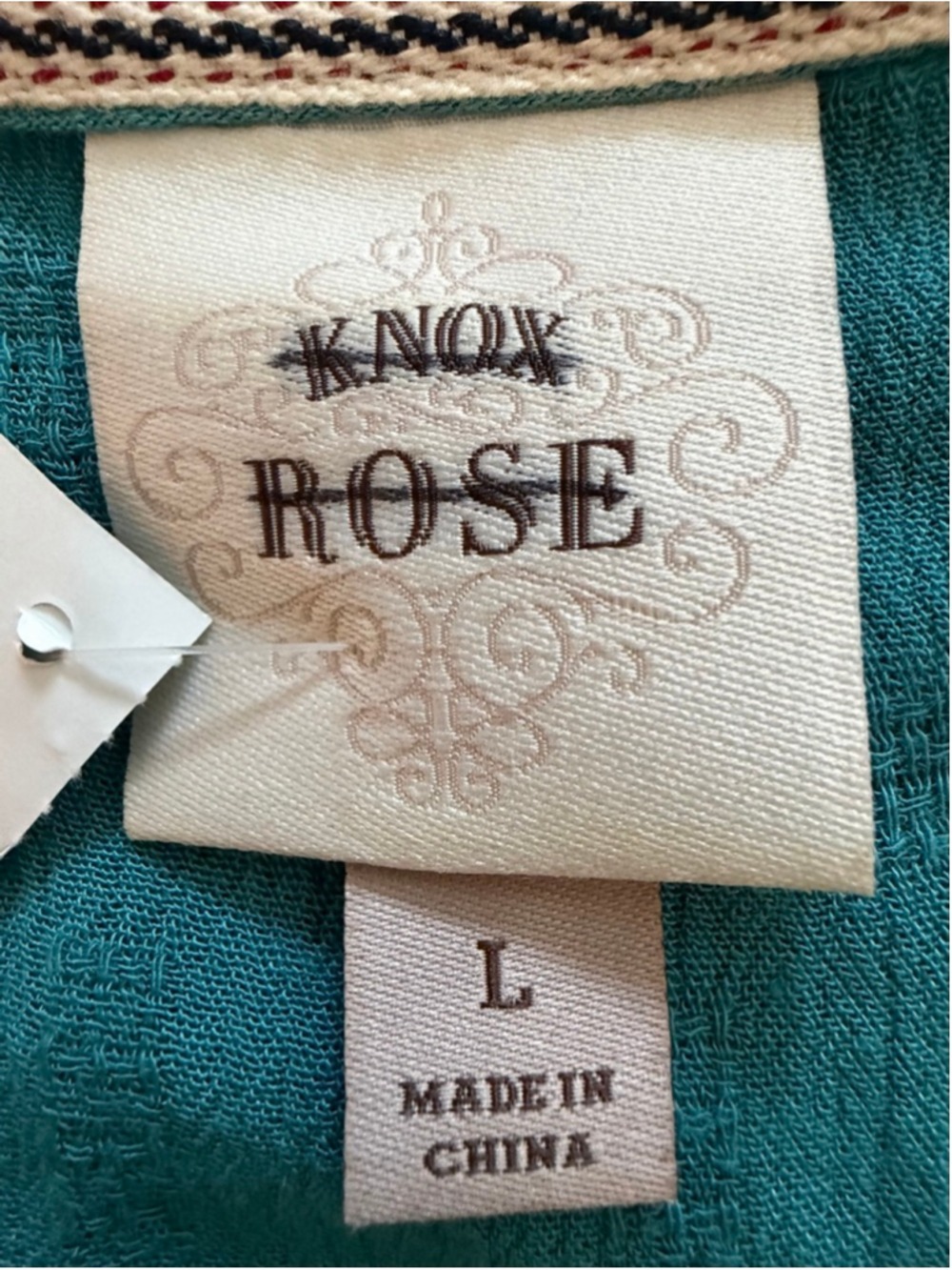 Knox Rose Teal Embroidered Short Sleeve Tee L EUC - Picture 3 of 6
